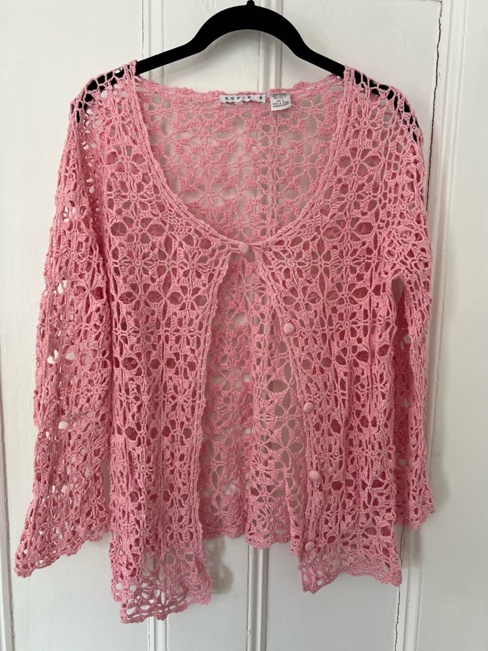 Y2K Pink Crochet Cardigan